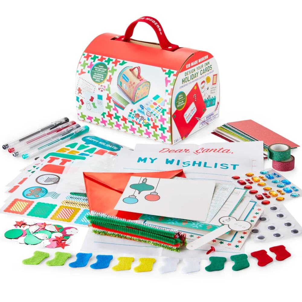 Kid Made Modern NEW Design Your Own Holiday Cards Mailbox Christmas Craft Kit